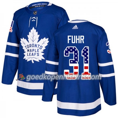Toronto Maple Leafs Frederik Andersen 31 Adidas 2017-2018 Blauw USA Flag Fashion Authentic Shirt - Mannen